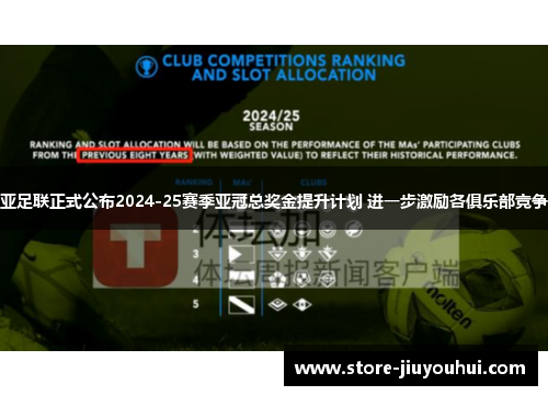 亚足联正式公布2024-25赛季亚冠总奖金提升计划 进一步激励各俱乐部竞争